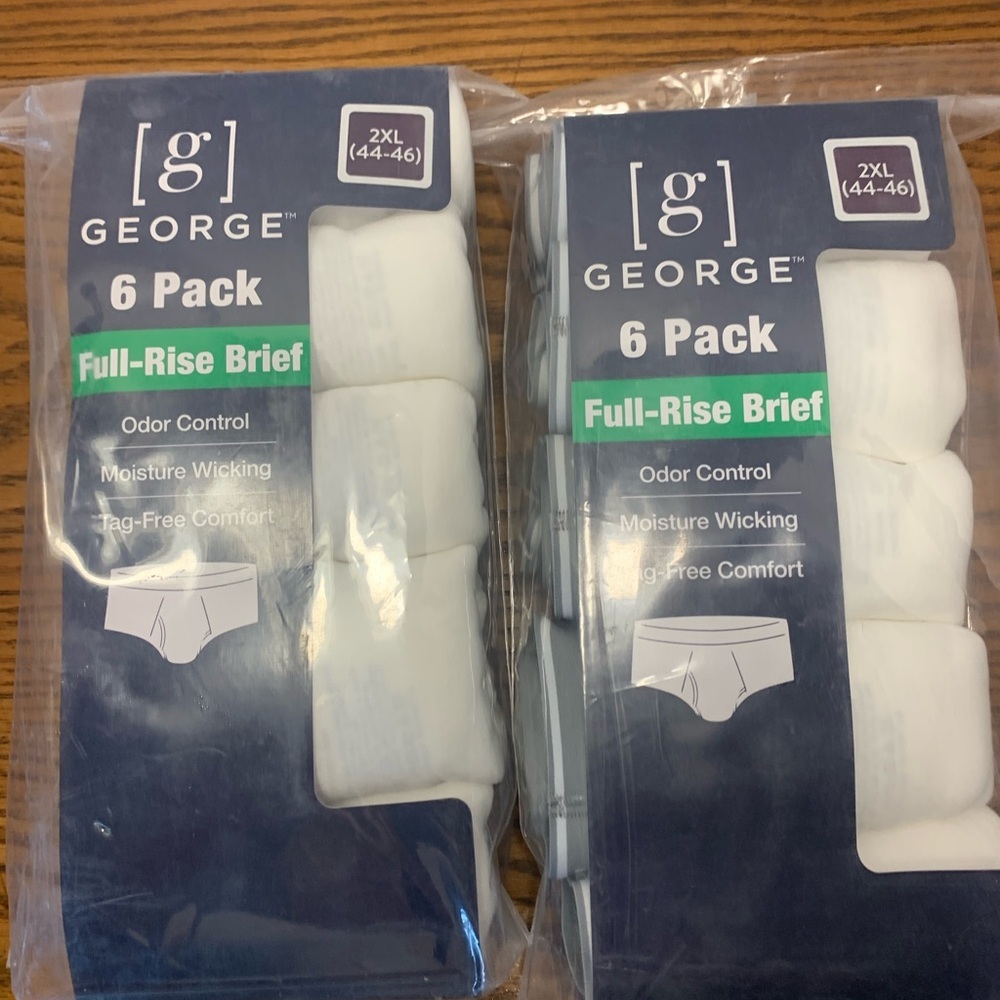 2 Packs of George 6 Pack Full-Rise Briefs - White Size 2XL